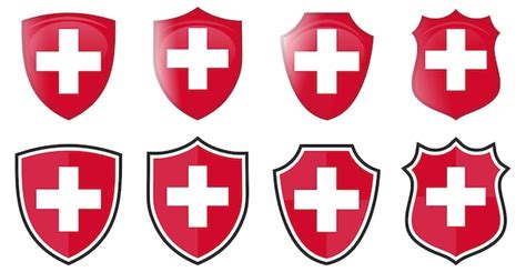 Premium Vector | Switzerland flag in shield shape, four 3d and simple ...