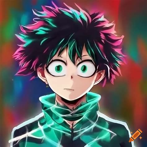 Anime character izuku midoriya with black hair, manga drawing style on ...