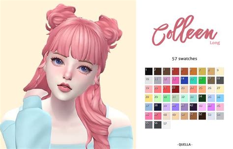 QUELLA_Hair_Colleen(Long+Short) | · QUELLA · | Sims, Sims 4, Sims hair