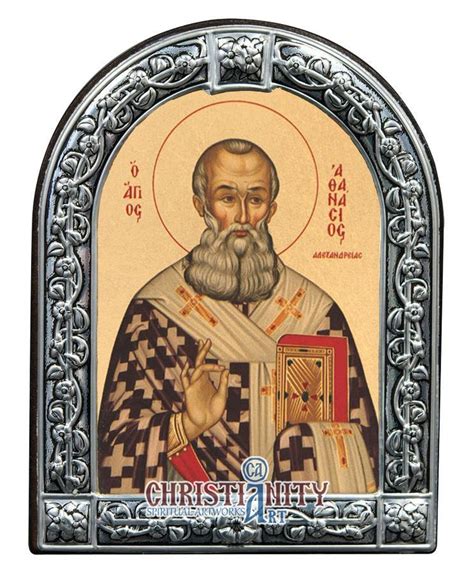 Saint Athanasios, Oval Framed Metallic canvas icon - Christianity Art ...