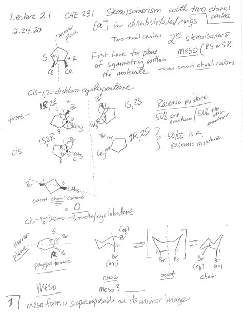 Lecture 21 2.24.20 Molecules with two chiral carbons; enantiomers, racemic mixtures ...