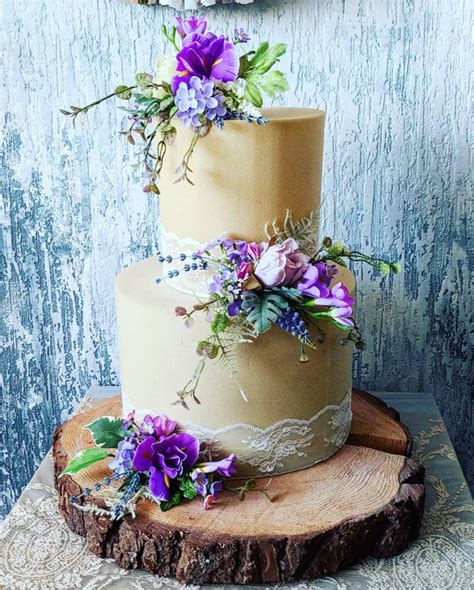 Cake flowers Lilac and Lavender flower topper for two tier | Etsy