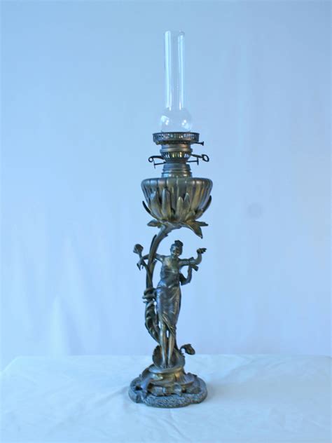 Antique Art Nouveau Bronze Figurine Electric Oil Lamp | Art Deco Decor