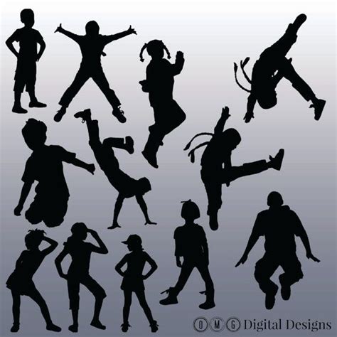 12 Hip Hop Kids Silhouette Digital Clipart by OMGDIGITALDESIGNS | Hip ...