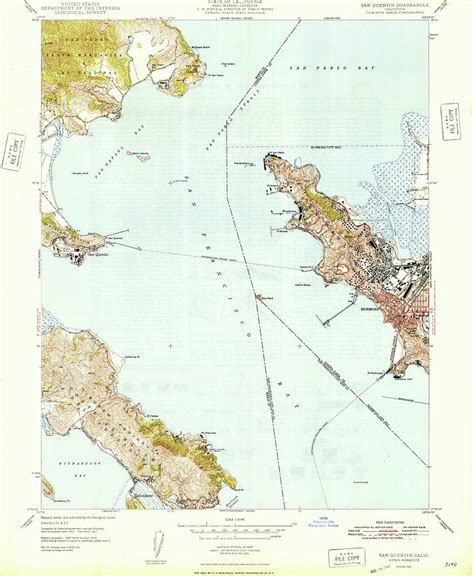 San Quentin CA from 1948 Vintage Map High Quality Mixed Media by ...