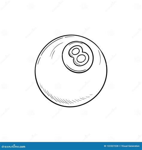 Pool Eight Ball Hand Drawn Outline Doodle Icon. Cartoon Vector | CartoonDealer.com #137364419