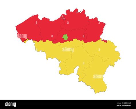 Belgium map, individual regions, provinces of Belgium, isolated on white background blank Stock ...