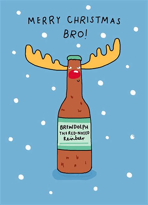 Brother Christmas Card Funny Humour Bottle Of Reindeer - Highworth Emporium