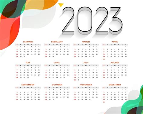 Free Vector | Modern style new year 2023 calendar template