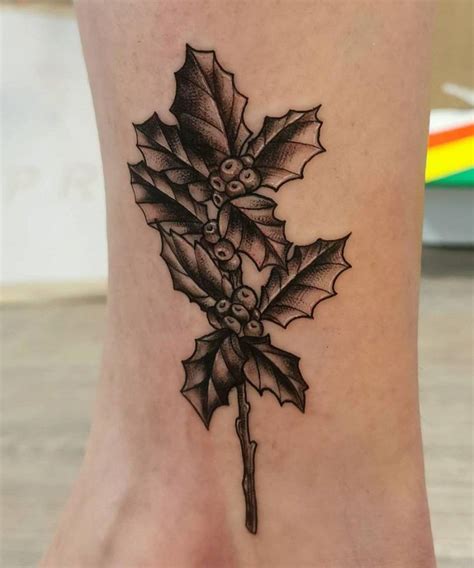 30 Pretty Holly Tattoos You Will Love | Tattoos, Tattoo you, Maple leaf tattoo