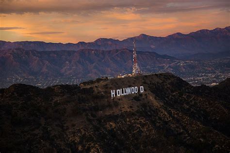 LA Hollywood Sign During Sunset with FlyNYON Doorless Helicopter ...