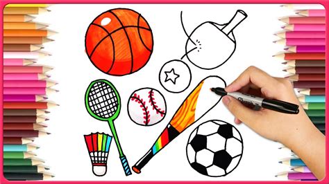 Easy Sports Drawing ⚽ Draw Sports Equipment 🏈 Step By Step Drawing - YouTube