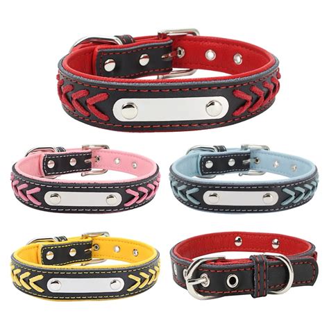 Personalized Dog Collar Customized Dogs ID Collars Inner Padded Leather ...