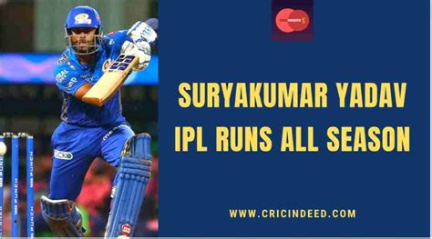 Suryakumar Yadav IPL Runs - Year by Year - CricIndeed