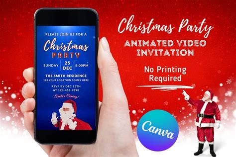 Christmas Party Video Invitation Canva Template (2331942)