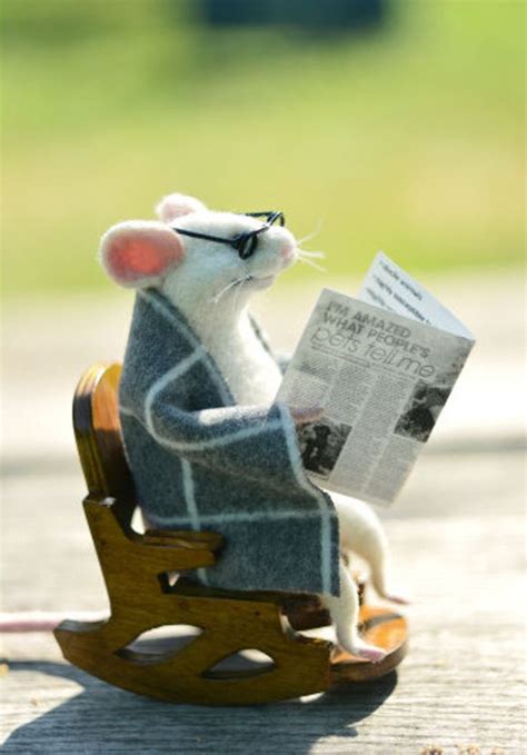 Sculpture mouse in armchair Figurine mouse with glasses Sculpture mouse ...