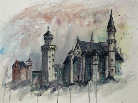 Neuschwanstein Castle Hohenschwangau, Germany Painting by Gray Artus ...