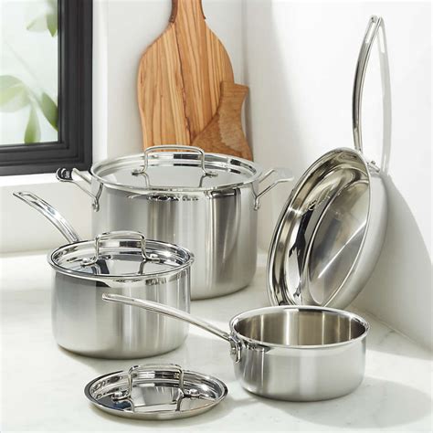 Cuisinart MultiClad Pro 7-piece Tri-Ply Stainless Steel Cookware Set + Reviews | Crate & Barrel ...