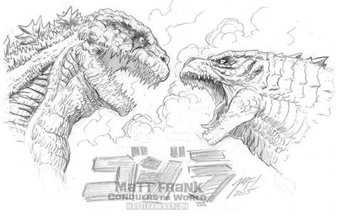 Shin-Gojira vs. Legendary Godzilla by Matt Frank | Godzilla, Sketches ...