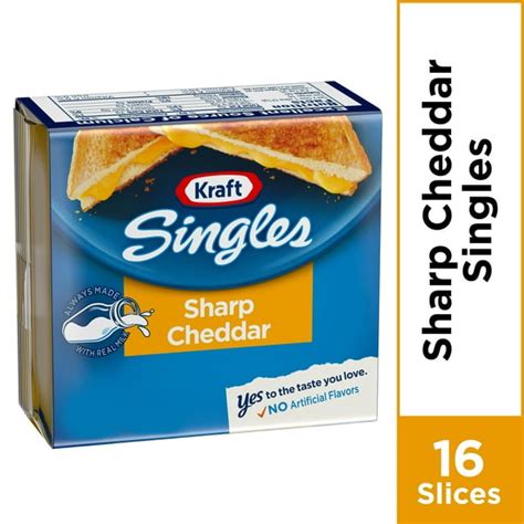 Kraft Singles Cheese Slices, Sharp Cheddar Cheese, 16 ct - 12.0 oz Wrapper - Walmart.com ...