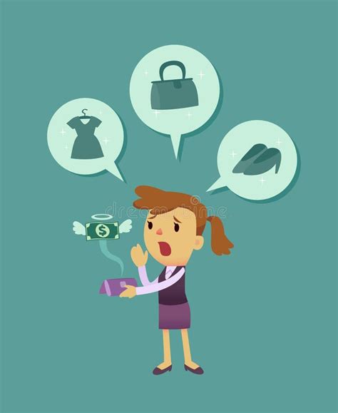 Business Woman Run Out of Money Stock Vector - Illustration of cartoon, finance: 53579064