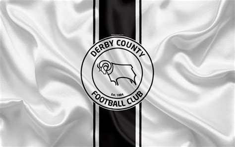 Download wallpapers Derby County FC, white silk flag, emblem, logo, 4k ...