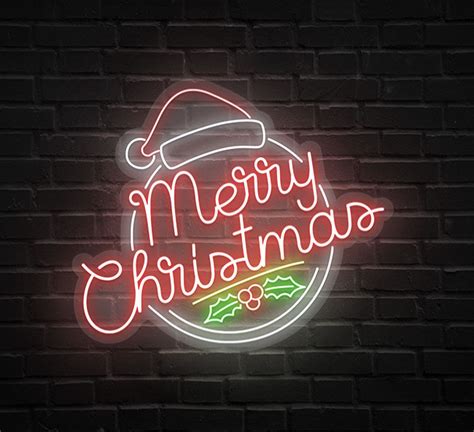 Merry Christmas Circle Neon Sign | Custom Merry Christmas Circle Neon Sign - Bannerbuzz.co.uk