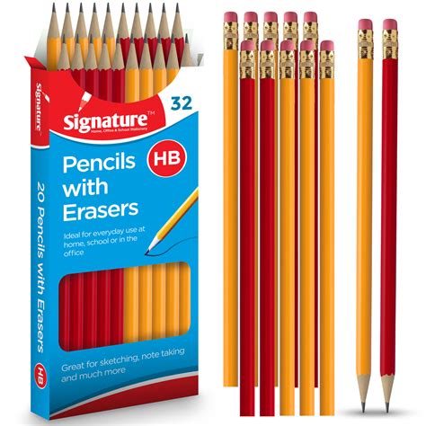 16-96 Strong HB Pencils with Eraser Rubber Tips Office School Drawing Art Craft | eBay