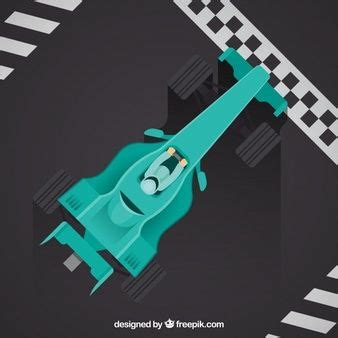 a green race car driving down the road in front of a checkered line background