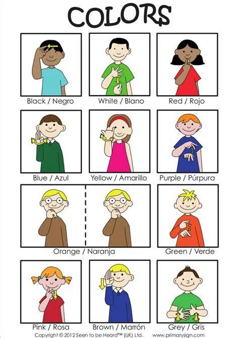 Teach your students how to say the colors in sign language. Good for ...