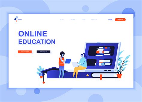 Modern flat web page design template concept of Online Education ...