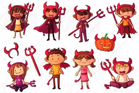 Little Devils Halloween Clip Art Graphic by Keepinitkawaiidesign · Creative Fabrica