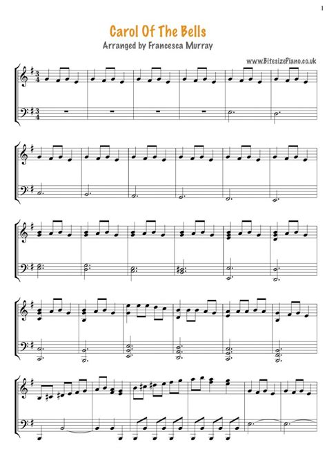 Carol Of The Bells – Sheet Music – Bitesize Piano