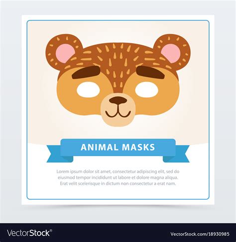 Funny mask of bear muzzle wild animal character Vector Image