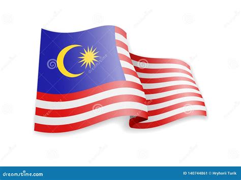 Malaysia Flag in the Wind. Flag on White Vector Illustration Stock ...