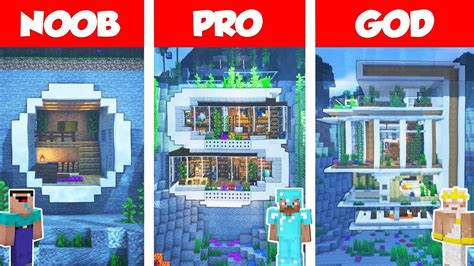 Minecraft NOOB vs PRO vs GOD: UNDERWATER MODERN HOUSE BUILD CHALLENGE in Minecraft | Animation