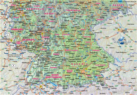 Map of Southern Germany (Region in Gemany) | Welt-Atlas.de