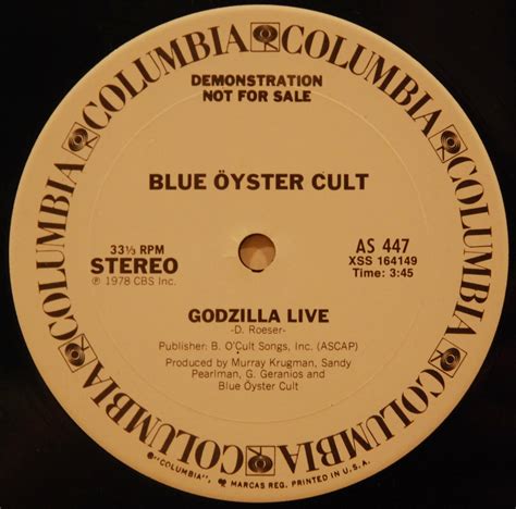 the sphinx: Blue Oyster Cult "Godzilla Live" 12-inch single (CBS, 1978)