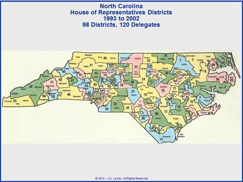 North Carolina State House of Representatives Districts Map - 1993 to 2002