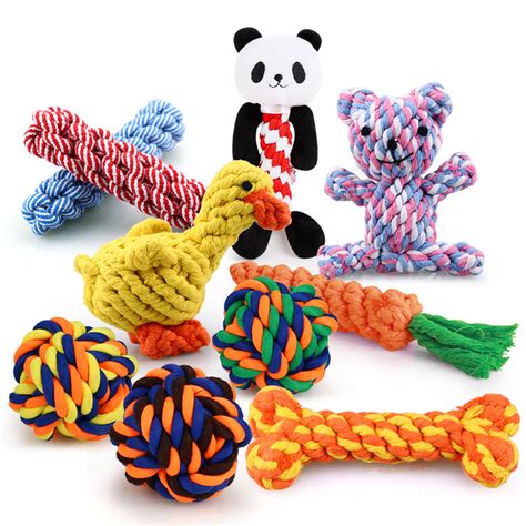 Bite Resistant Pet Dog Chew Toys for Small Dogs Cleaning Teeth Puppy Dog Rope Knot Ball Toy ...