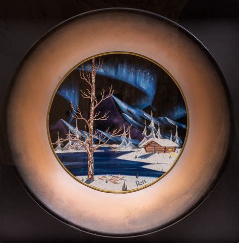 Bob Ross Signed Original Alaskan Northern Lights and Mountain Cabin Pa | modernartifact