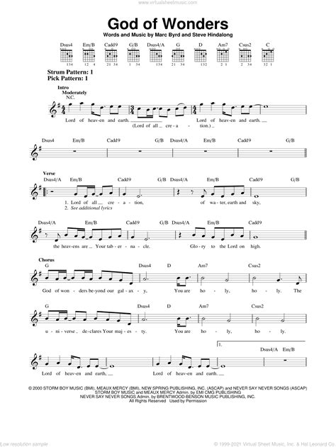 Byrd - God Of Wonders sheet music for guitar solo (chords) [PDF]