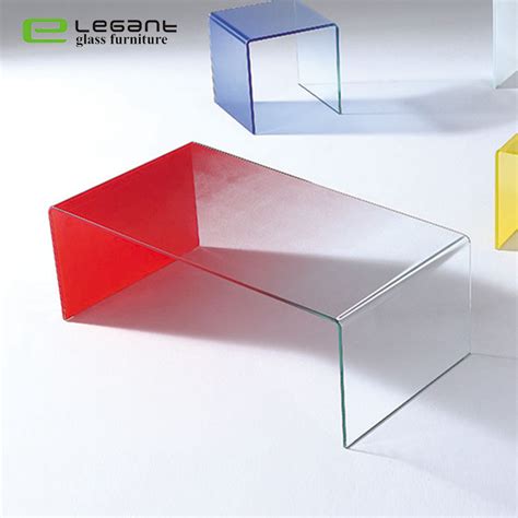Colorful Crystal Bent Glass Coffee Table / Glass Center Table - China Furniture and Coffee Tables
