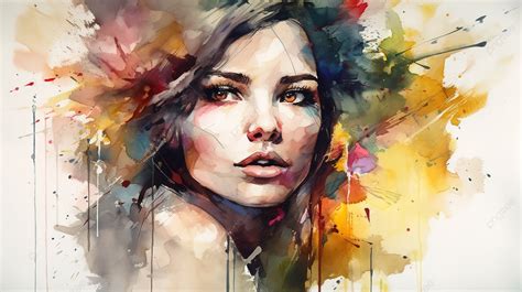 An Abstract Watercolor Painting Of Girl S Face Background, Woman ...