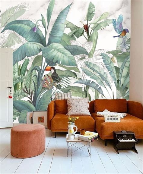 Tropical Banana Leaf Wallpaper Peel and Stick Jungle Mural | Etsy UK | Papel pintado para ...