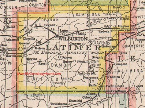 Latimer County, Oklahoma 1922 Map Wilburton | Oklahoma history ...