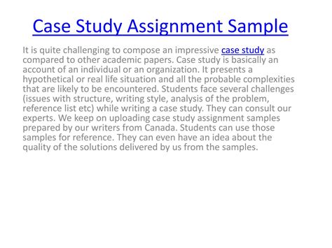 Case Study Assignment Sample by Ava Smith - Issuu