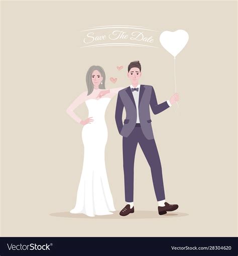 Just married couple cartoon character Royalty Free Vector