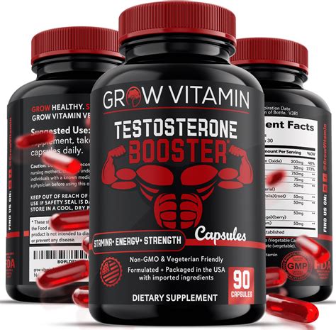 Grow Vitamin Testosterone Booster for Men - Men's Test Boost Supplement ...