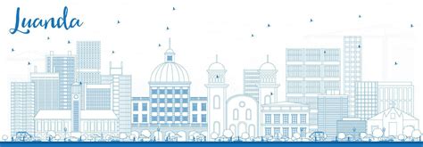 Outline Luanda Skyline with Blue Buildings. 9251359 Vector Art at Vecteezy